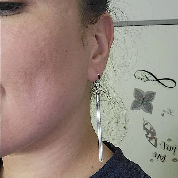 Sterling Silver Plated Tassel Drop Dangle Earrings - Picture 6 of 9